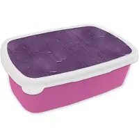 MuchoWow Broodtrommel Roze - Lunchbox - Brooddoos - Verf - Paars - Patronen - 18x12x6 cm - Kinderen - Meisje