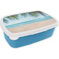 MuchoWow Broodtrommel Blauw - Lunchbox - Brooddoos - Strand - Palm - Thailand - 18x12x6 cm - Kinderen - Jongen