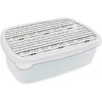 MuchoWow Broodtrommel Wit - Lunchbox - Brooddoos - Patroon - Tieners - Veren - Hart - 18x12x6 cm - Volwassenen