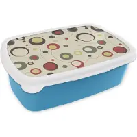 MuchoWow Broodtrommel Blauw - Lunchbox - Brooddoos - Cirkel - Lijn - Design - 18x12x6 cm - Kinderen - Jongen
