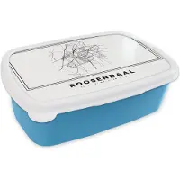 MuchoWow Broodtrommel Blauw - Lunchbox - Brooddoos - Plattegrond – Roosendaal – Zwart Wit – Stadskaart - Nederland - Kaart - 18x12x6 cm - Kinderen - Jongen