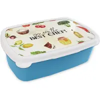 MuchoWow Broodtrommel Blauw - Lunchbox - Brooddoos - Tekst - You are the best chef - Koken - Eten - Kok - Keuken - Hobby - Spreuken - 18x12x6 cm - Kinderen - Jongen