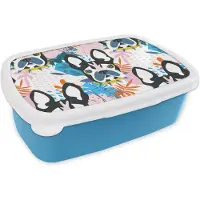 MuchoWow Broodtrommel Blauw - Lunchbox - Brooddoos - Patronen - Hond - Plant - Jongens - Meisjes - Kinderen - Kindje - 18x12x6 cm - Kinderen - Jongen