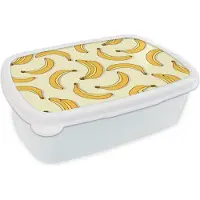 MuchoWow Broodtrommel Wit - Lunchbox - Brooddoos - Fruit - Design - Banaan - 18x12x6 cm - Volwassenen