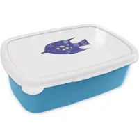 MuchoWow Broodtrommel Blauw - Lunchbox - Brooddoos - Vis - Paars - Pastel - 18x12x6 cm - Kinderen - Jongen