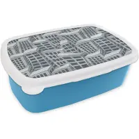 MuchoWow Broodtrommel Blauw - Lunchbox - Brooddoos - Patronen - Los Angeles - Skyline - 18x12x6 cm - Kinderen - Jongen