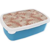 MuchoWow Broodtrommel Blauw - Lunchbox - Brooddoos - Zomer - Bladeren - Bruin - 18x12x6 cm - Kinderen - Jongen