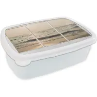 MuchoWow Broodtrommel Wit - Lunchbox - Brooddoos - Doorkijk - Strand - Zee - 18x12x6 cm - Volwassenen