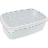 MuchoWow Broodtrommel Wit - Lunchbox - Brooddoos - Winter - Sneeuwvlok - Design - 18x12x6 cm - Volwassenen