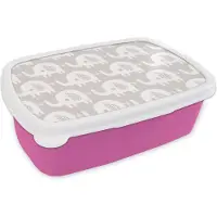 MuchoWow Broodtrommel Roze - Lunchbox - Brooddoos - Olifant - Design - Stippen - 18x12x6 cm - Kinderen - Meisje