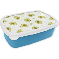 MuchoWow Broodtrommel Blauw - Lunchbox - Brooddoos - Avocado - Patronen - Groen - 18x12x6 cm - Kinderen - Jongen