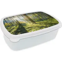 MuchoWow Broodtrommel Wit - Lunchbox - Brooddoos - Bos - Zon - Zomer - 18x12x6 cm - Volwassenen