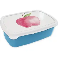 MuchoWow Broodtrommel Blauw - Lunchbox - Brooddoos - Appel - Fruit - Wit - 18x12x6 cm - Kinderen - Jongen