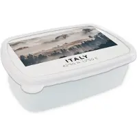 MuchoWow Broodtrommel Wit - Lunchbox - Brooddoos - Italië - Dolomieten - Zomer - Mist - 18x12x6 cm - Volwassenen