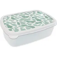 MuchoWow Broodtrommel Wit - Lunchbox - Brooddoos - Abstract - Verf - Patroon - Grijs - Dierenprint - 18x12x6 cm - Volwassenen