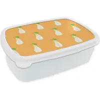 MuchoWow Broodtrommel Wit - Lunchbox - Brooddoos - Peer - Kleuren - Patronen - 18x12x6 cm - Volwassenen