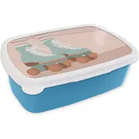 MuchoWow Broodtrommel Blauw - Lunchbox - Brooddoos - Zomer - Rolschaatsen - Blauw - 18x12x6 cm - Kinderen - Jongen