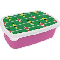 MuchoWow Broodtrommel Roze - Lunchbox - Brooddoos - Patronen - Voetbal - Sport - 18x12x6 cm - Kinderen - Meisje