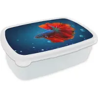 MuchoWow Broodtrommel Wit - Lunchbox - Brooddoos - Vis - Water - Rood - 18x12x6 cm - Volwassenen