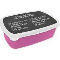 MuchoWow Broodtrommel Roze - Lunchbox - Brooddoos - Spreuken - Quotes - I haven't been everywhere but it's on my list - Amsterdam - 18x12x6 cm - Kinderen - Meisje