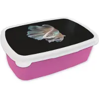 MuchoWow Broodtrommel Roze - Lunchbox - Brooddoos - Vis - Staart - Zwart - 18x12x6 cm - Kinderen - Meisje