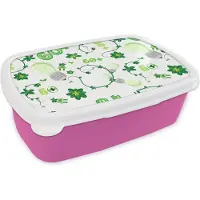 MuchoWow Broodtrommel Roze - Lunchbox - Brooddoos - Lampen - Planten - Patronen - 18x12x6 cm - Kinderen - Meisje