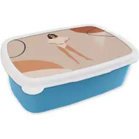MuchoWow Broodtrommel Blauw - Lunchbox - Brooddoos - Zomer - Vrouw - Minimalisme - 18x12x6 cm - Kinderen - Jongen