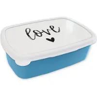 MuchoWow Broodtrommel Blauw - Lunchbox - Brooddoos - Love - Quotes - Spreuken - 18x12x6 cm - Kinderen - Jongen