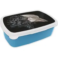 MuchoWow Broodtrommel Blauw - Lunchbox - Brooddoos - Vogel - Snavel - Veren - 18x12x6 cm - Kinderen - Jongen