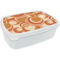 MuchoWow Broodtrommel Wit - Lunchbox - Brooddoos - Cirkel - Retro - Patroon - 18x12x6 cm - Volwassenen