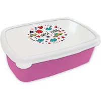 MuchoWow Broodtrommel Roze - Lunchbox - Brooddoos - New York - Vogel - Tekening - 18x12x6 cm - Kinderen - Meisje