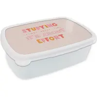 MuchoWow Broodtrommel Wit - Lunchbox - Brooddoos - Studeren - Quote - Motivatie - 18x12x6 cm - Volwassenen