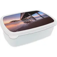 MuchoWow Broodtrommel Wit - Lunchbox - Brooddoos - Zee - Brug - Nederland - 18x12x6 cm - Volwassenen