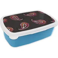 MuchoWow Broodtrommel Blauw - Lunchbox - Brooddoos - Retro - Bandana - Patroon - 18x12x6 cm - Kinderen - Jongen