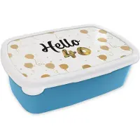 MuchoWow Broodtrommel Blauw - Lunchbox - Brooddoos - Ballonnen - 40 jaar - Goud - 18x12x6 cm - Kinderen - Jongen