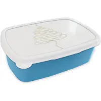 MuchoWow Broodtrommel Blauw - Lunchbox - Brooddoos - Winter - Boom - Kralen - 18x12x6 cm - Kinderen - Jongen