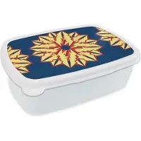 MuchoWow Broodtrommel Wit - Lunchbox - Brooddoos - Sterren - Patronen - Abstract - 18x12x6 cm - Volwassenen