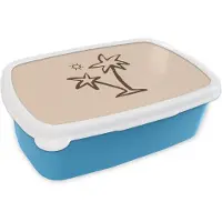 MuchoWow Broodtrommel Blauw - Lunchbox - Brooddoos - Palmboom - Zon - Roze - 18x12x6 cm - Kinderen - Jongen