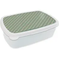 MuchoWow Broodtrommel Wit - Lunchbox - Brooddoos - Sneeuwvlok - Winter - Vintage - Patroon - Kerst - 18x12x6 cm - Volwassenen