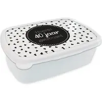 MuchoWow Broodtrommel Wit - Lunchbox - Brooddoos - Spreuken - Quotes - Hoera! 40 jaar getrouwd - 18x12x6 cm - Volwassenen