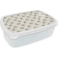 MuchoWow Broodtrommel Wit - Lunchbox - Brooddoos - Wespen - Patroon - Jaren 50 - 18x12x6 cm - Volwassenen