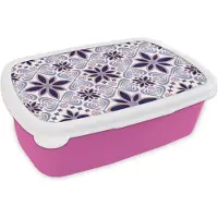 MuchoWow Broodtrommel Roze - Lunchbox - Brooddoos - Bloemen - Luxe - Design - 18x12x6 cm - Kinderen - Meisje