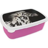 MuchoWow Broodtrommel Roze - Lunchbox - Brooddoos - Paard - Stippen - Wit - 18x12x6 cm - Kinderen - Meisje