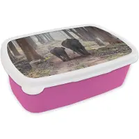 MuchoWow Broodtrommel Roze - Lunchbox - Brooddoos - Olifant - Kalf - Bos - 18x12x6 cm - Kinderen - Meisje