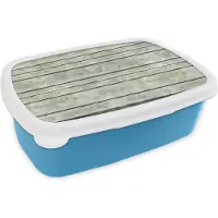 MuchoWow Broodtrommel Blauw - Lunchbox - Brooddoos - Vintage - Hout - Patronen - Plank - 18x12x6 cm - Kinderen - Jongen