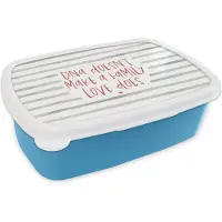 MuchoWow Broodtrommel Blauw - Lunchbox - Brooddoos - Quotes - DNA doesn't make a family love does - Spreuken - 18x12x6 cm - Kinderen - Jongen