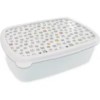 MuchoWow Broodtrommel Wit - Lunchbox - Brooddoos - Meisje - Kat - Huisdieren - Patronen - Girl - Kids - Kinderen - 18x12x6 cm - Volwassenen