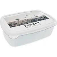 MuchoWow Broodtrommel Wit - Lunchbox - Brooddoos - Turkije - Cappadocië - Luchtballon - Bergen - 18x12x6 cm - Volwassenen