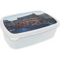 MuchoWow Broodtrommel Wit - Lunchbox - Brooddoos - Markt - Nijmegen - Stad - 18x12x6 cm - Volwassenen