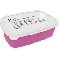 MuchoWow Broodtrommel Roze - Lunchbox - Brooddoos - Quotes - Woordenboek - Spreuken - 'Opa' - 18x12x6 cm - Kinderen - Meisje